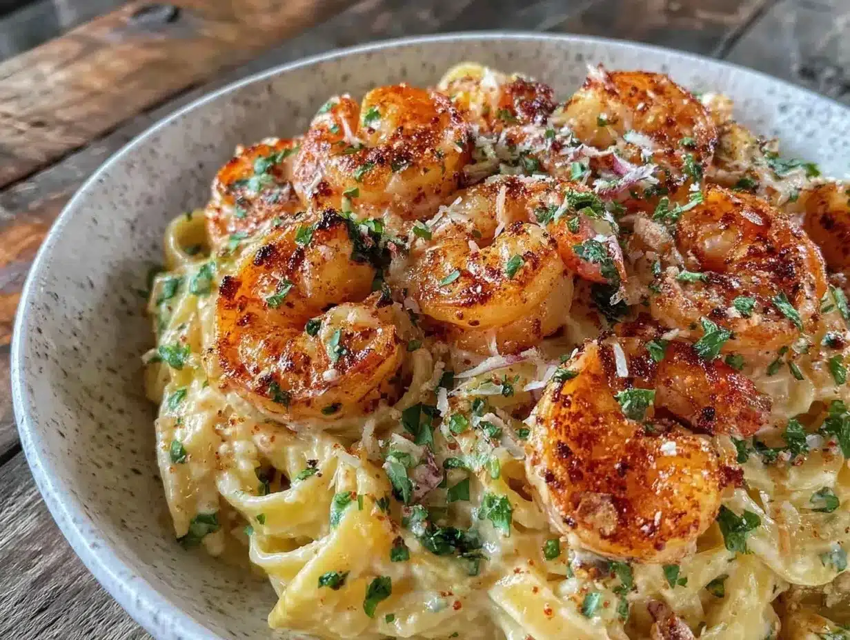 Cajun Shrimp Alfredo Pasta preparation steps