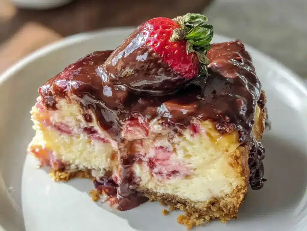 chocolate-covered strawberry cheesecake recipe - featured image