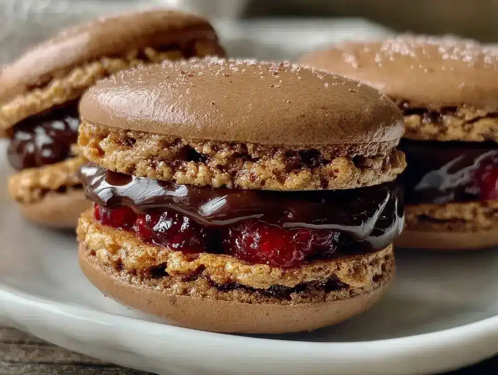 chocolate raspberry macarons - featured image