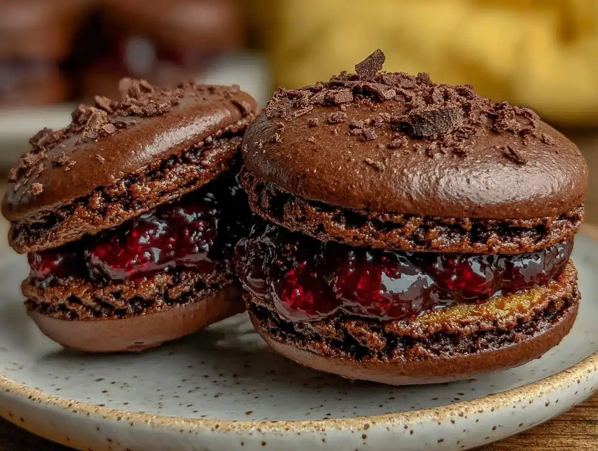 chocolate raspberry macarons preparation steps