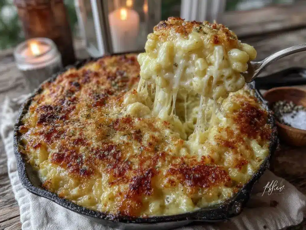 cozy skillet mac and cheese - featured image