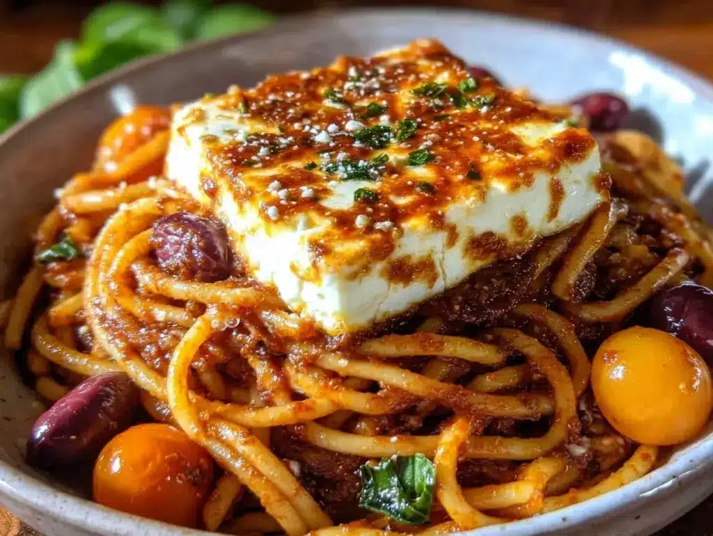 creamy baked feta pasta - featured image