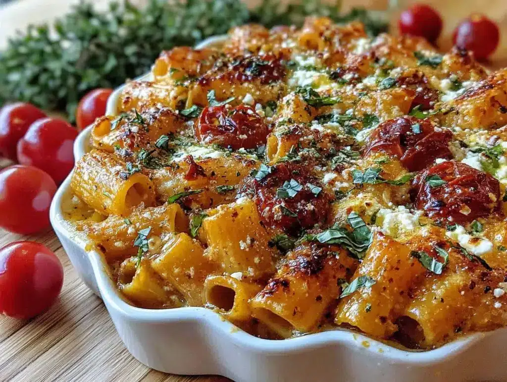 creamy baked feta pasta - featured image