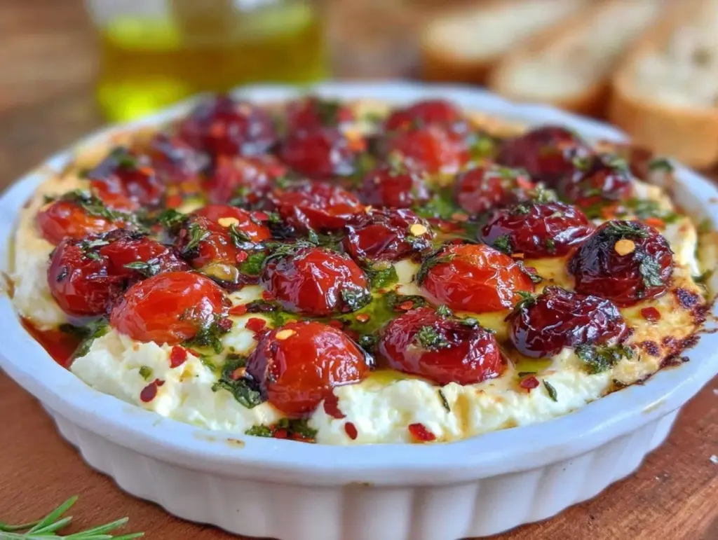 creamy baked tik tok feta dip - featured image