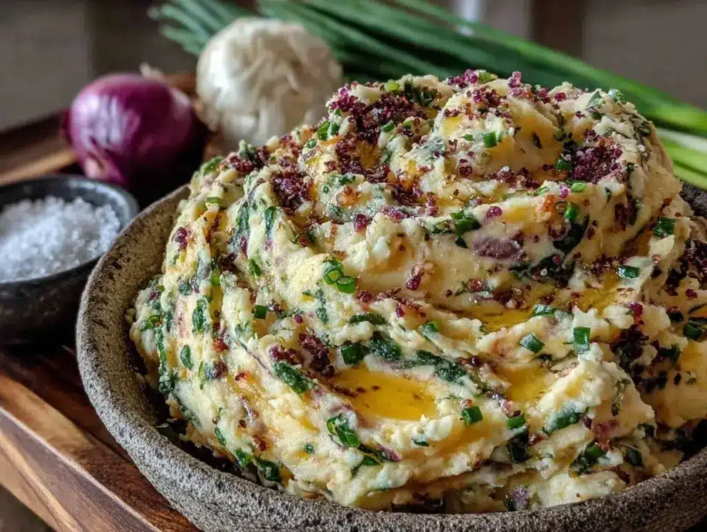 creamy colcannon mashed potatoes - featured image