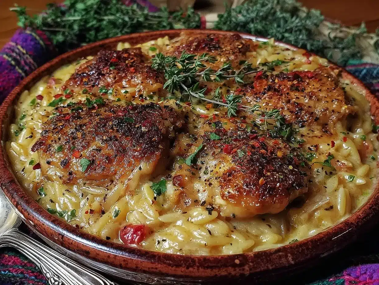 creamy one-pot chicken orzo preparation steps