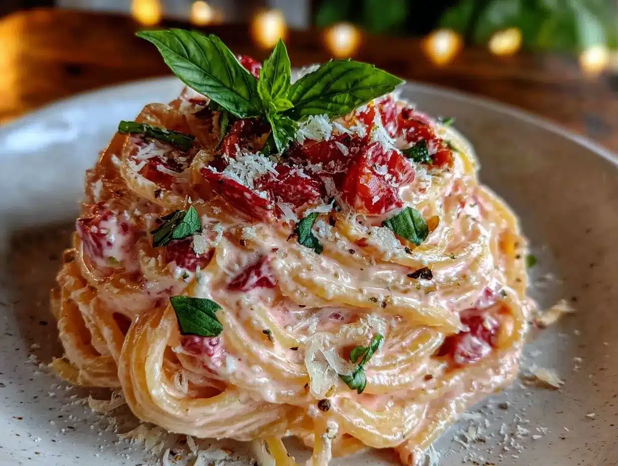 creamy pink sauce pasta preparation steps