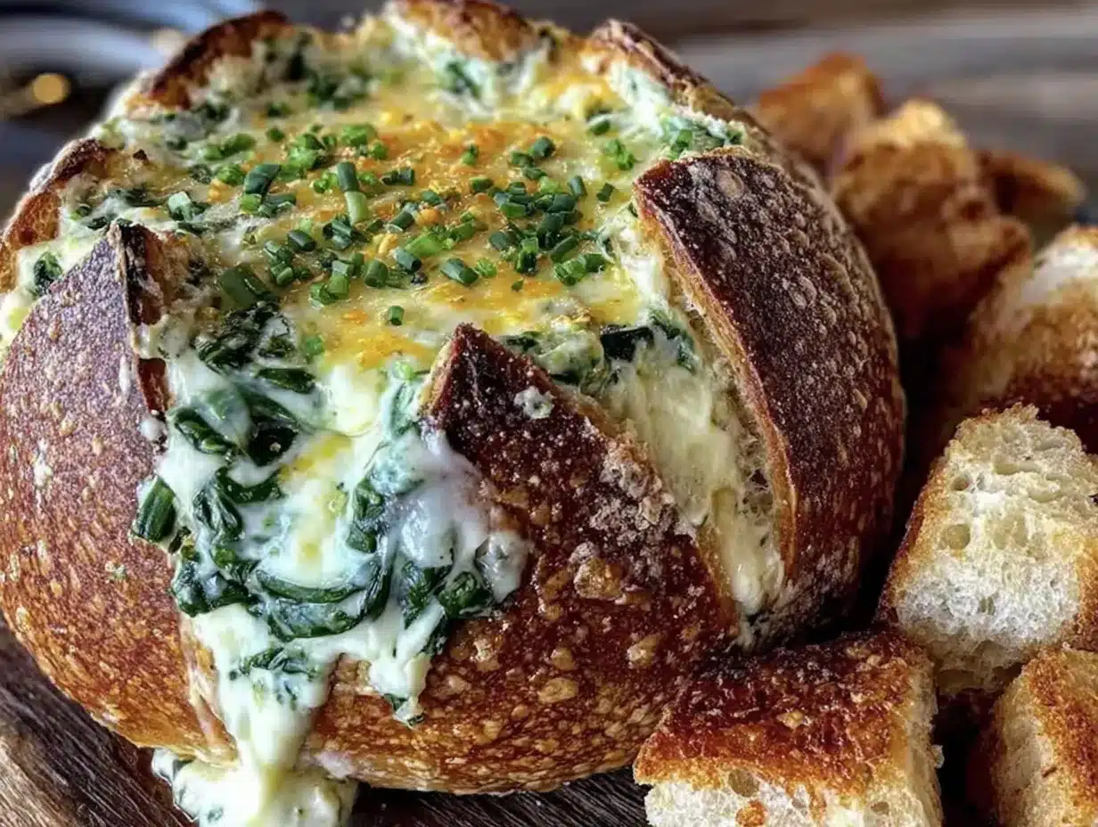 creamy spinach dip breadbowl preparation steps
