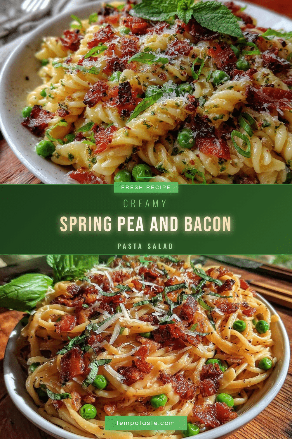 creamy spring pea and bacon pasta salad recipe