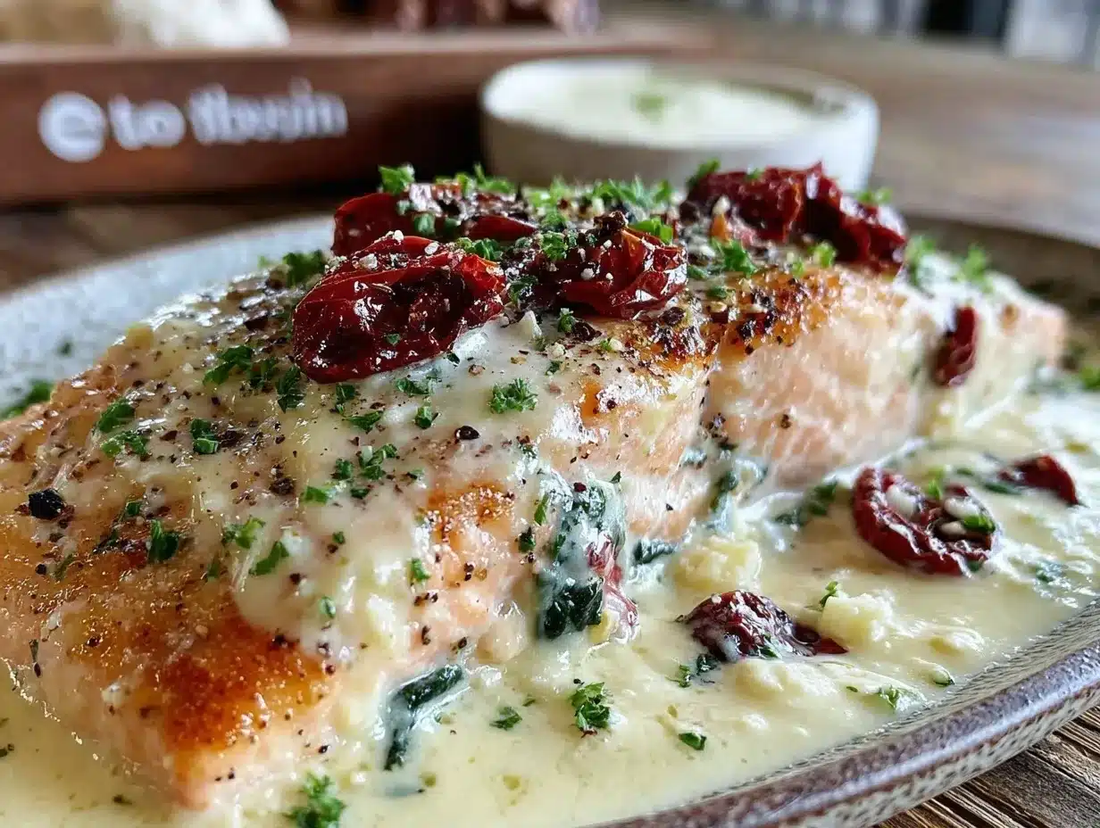 creamy tuscan salmon preparation steps
