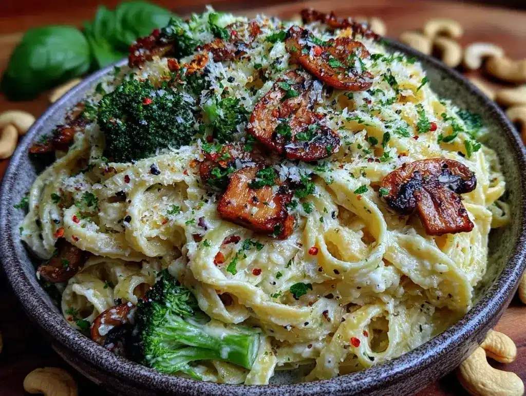 creamy vegan cashew Alfredo pasta - featured image