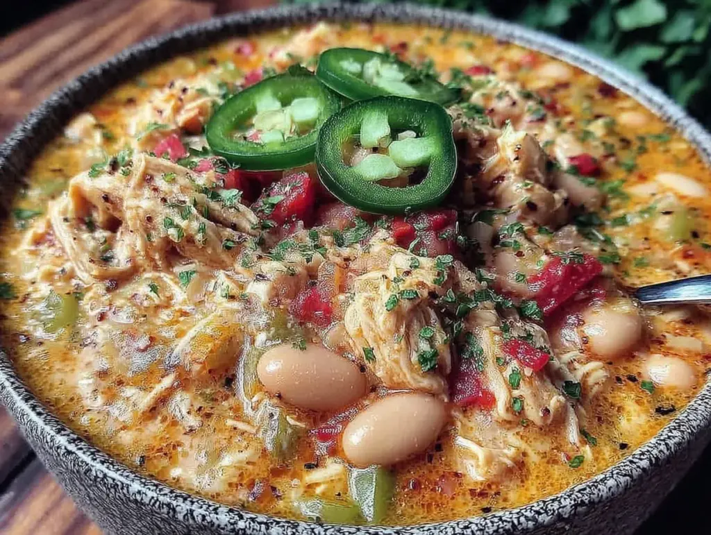 creamy white bean chicken chili - featured image