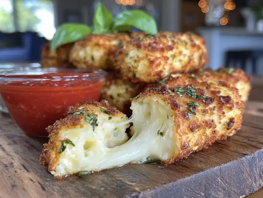 crispy air fryer mozzarella sticks - featured image