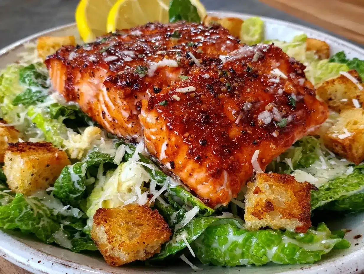 crispy blackened salmon caesar salad preparation steps