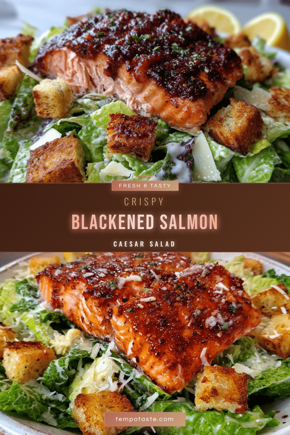 crispy blackened salmon caesar salad recipe