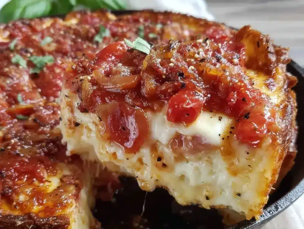 crispy cast iron deep dish pizza - featured image