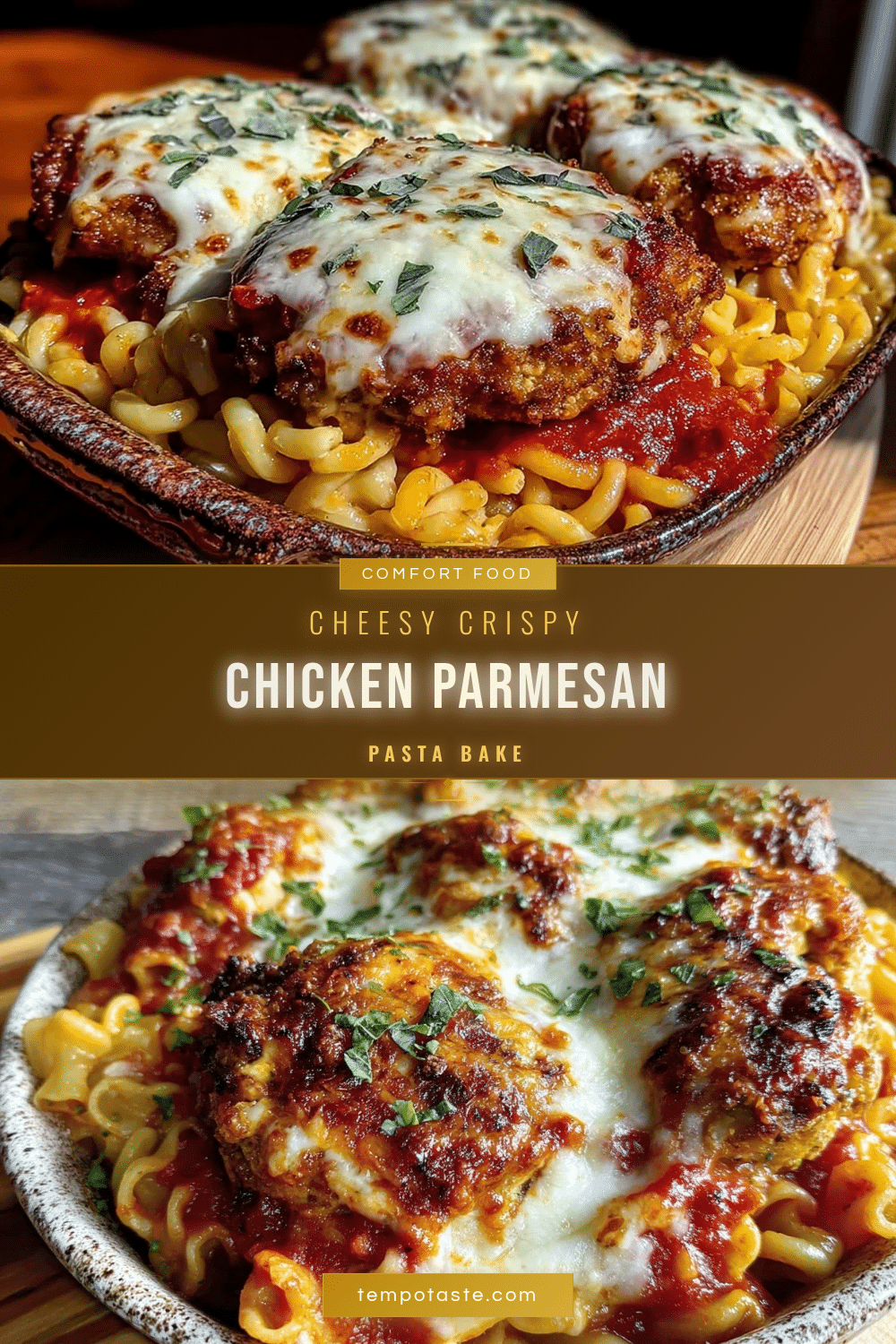 Crispy Chicken Parmesan Pasta Bake recipe