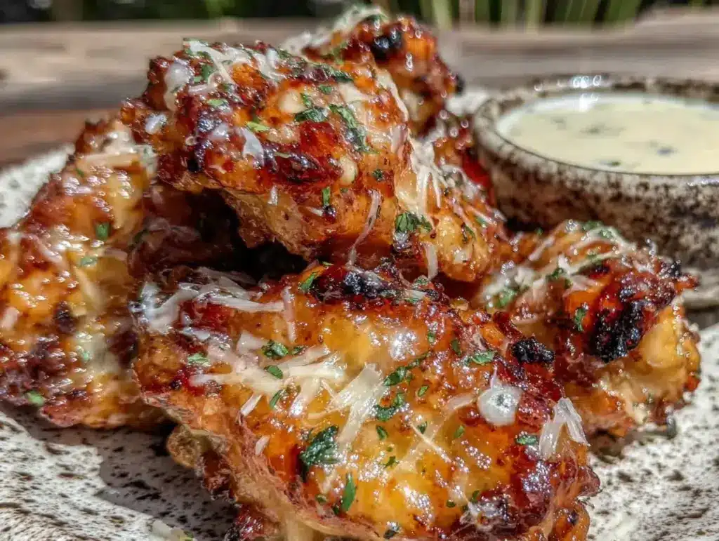 crispy garlic parmesan chicken wings - featured image