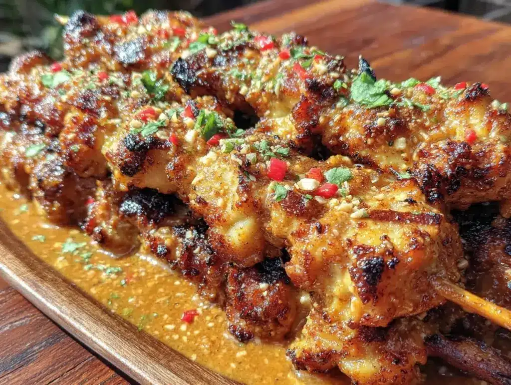crispy grilled chicken skewers - featured image