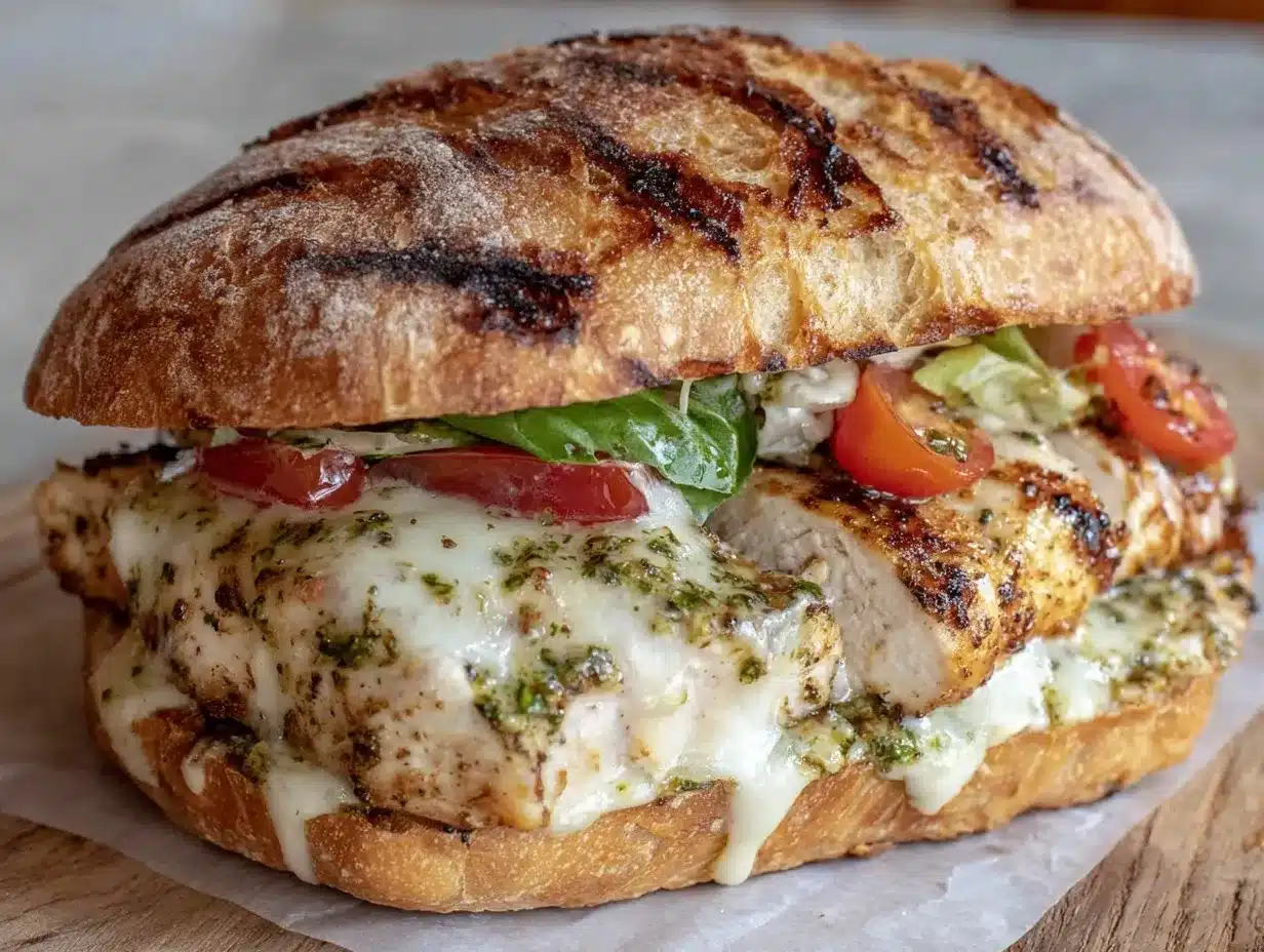 crispy grilled pesto chicken sandwich preparation steps