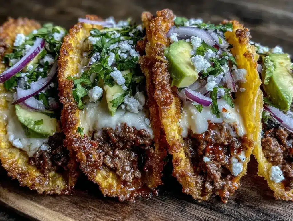crispy keto beef tacos - featured image