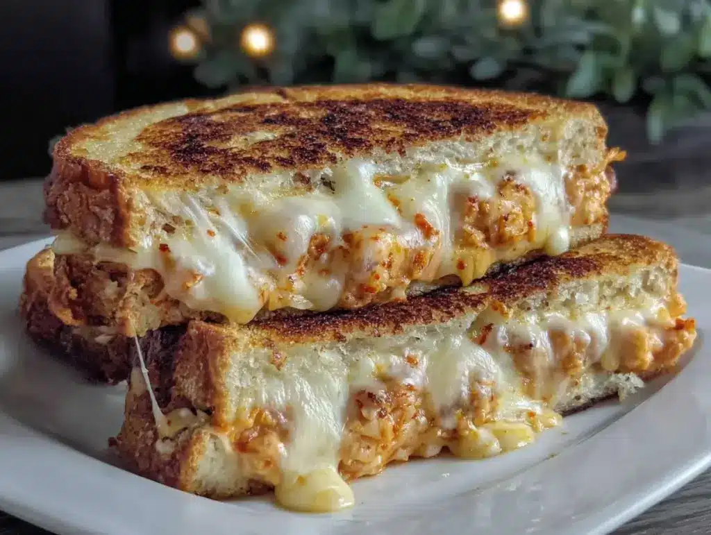 crispy kimchi grilled cheese - featured image