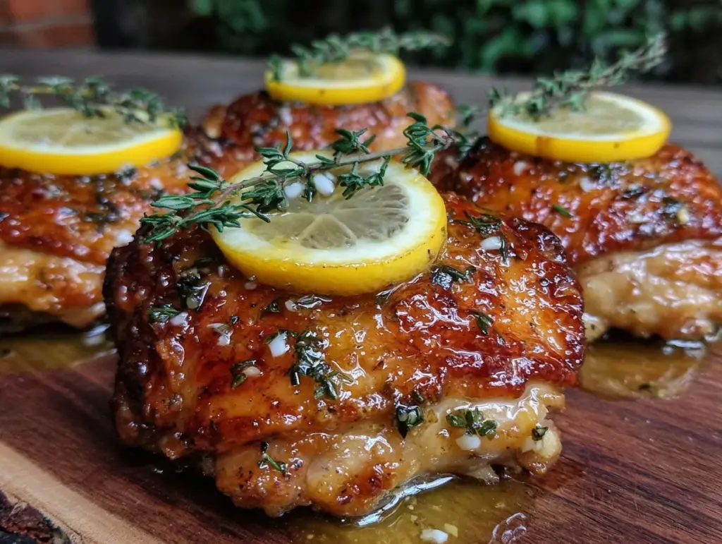 crispy lemon butter chicken thighs - featured image