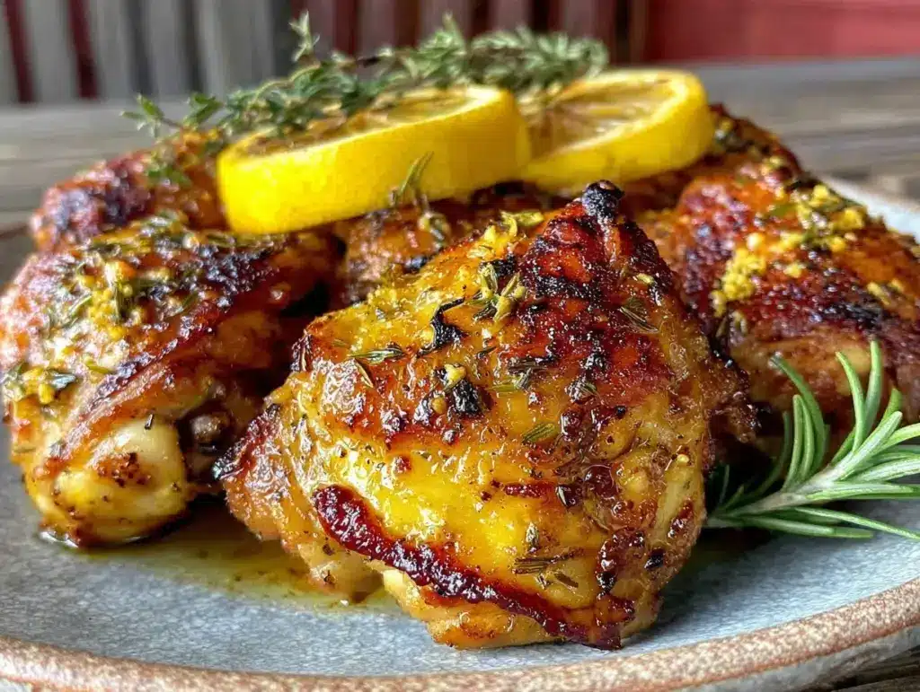 crispy lemon herb roasted chicken thighs - featured image