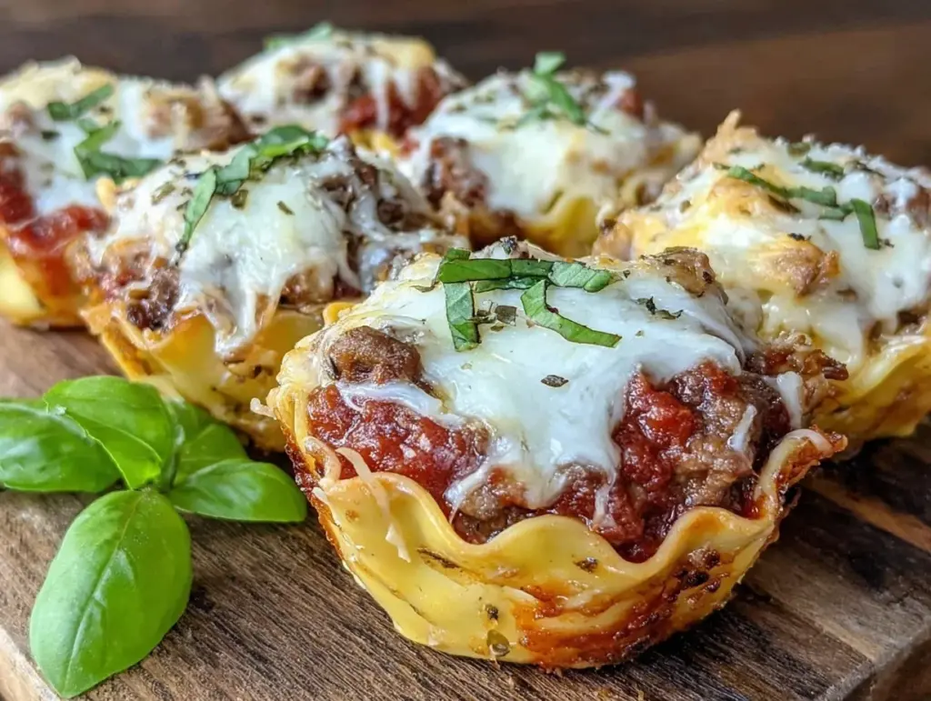 crispy muffin tin lasagna cups - featured image