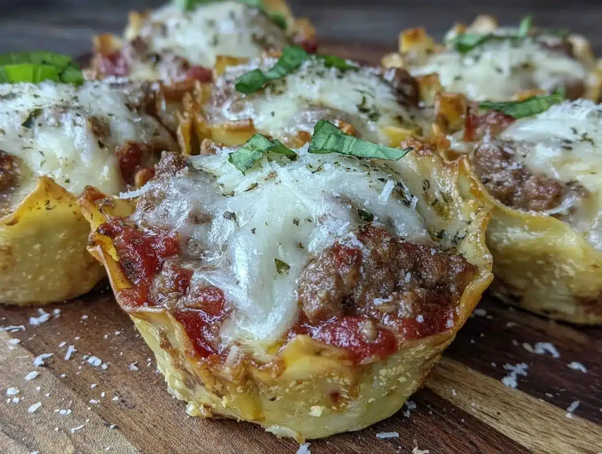 crispy muffin tin lasagna cups preparation steps