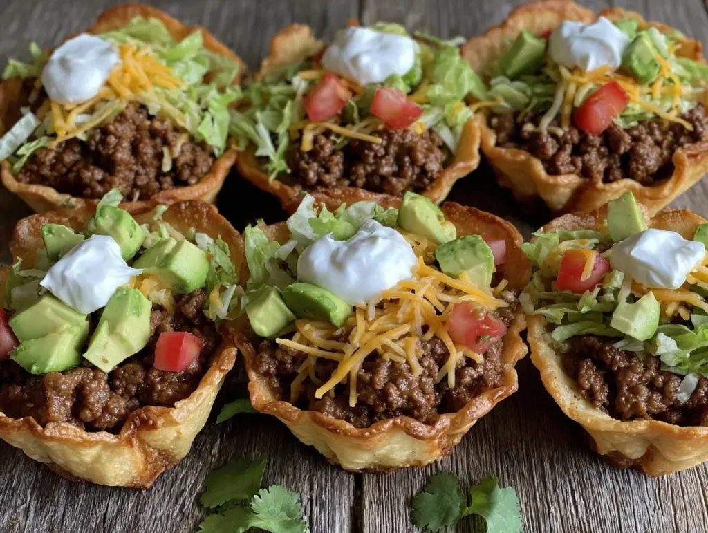 crispy muffin tin taco bowls - featured image