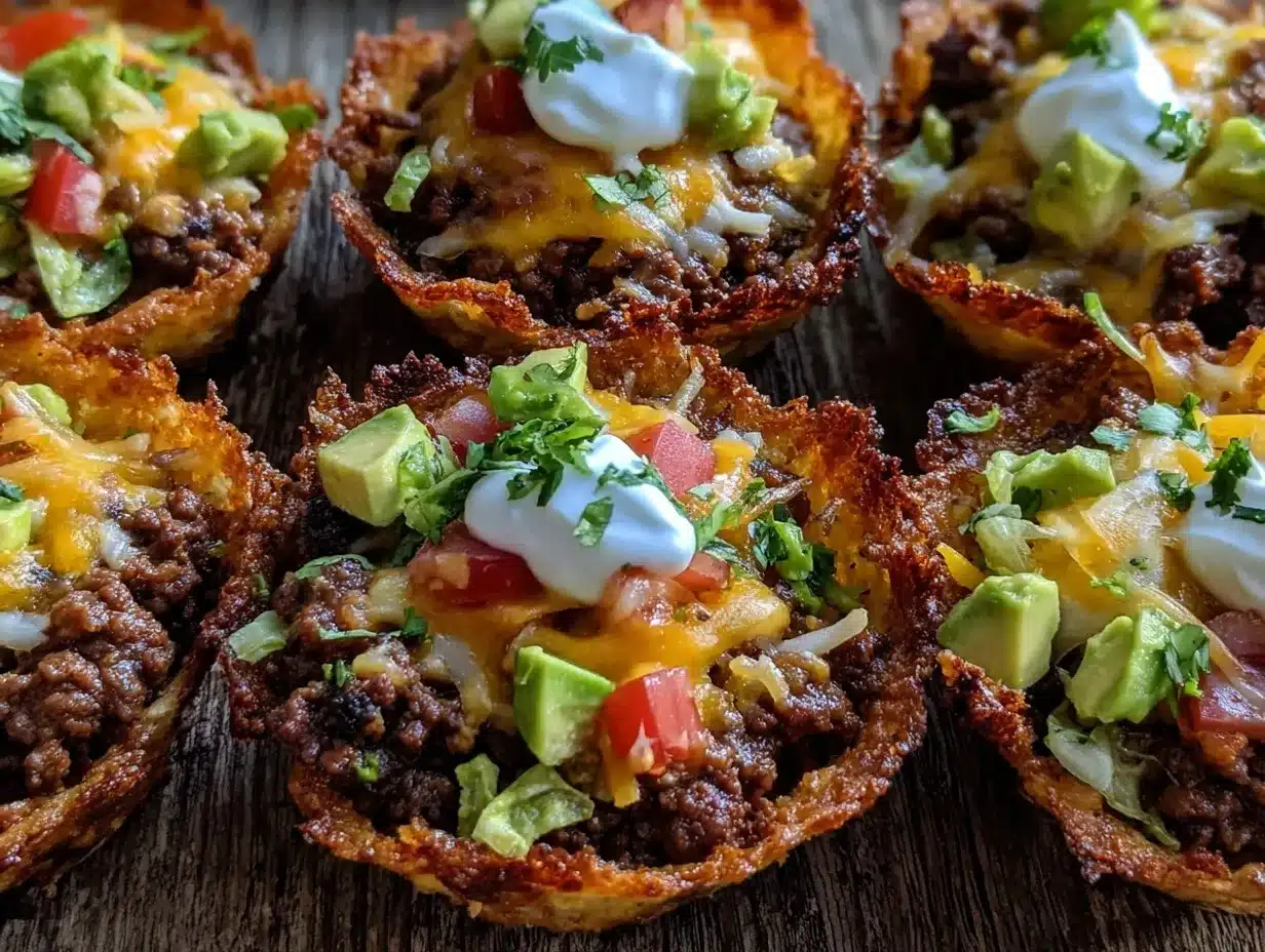 crispy muffin tin taco bowls preparation steps
