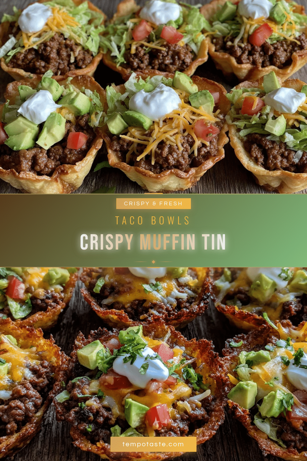 crispy muffin tin taco bowls recipe
