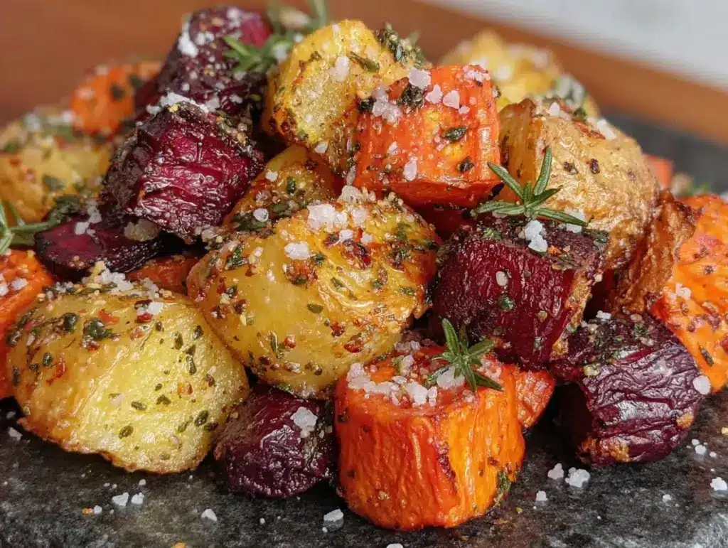 crispy roasted root vegetable medley - featured image