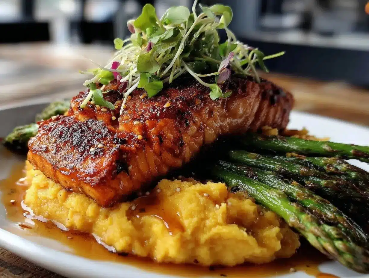crispy salmon and creamy sweet potatoes preparation steps