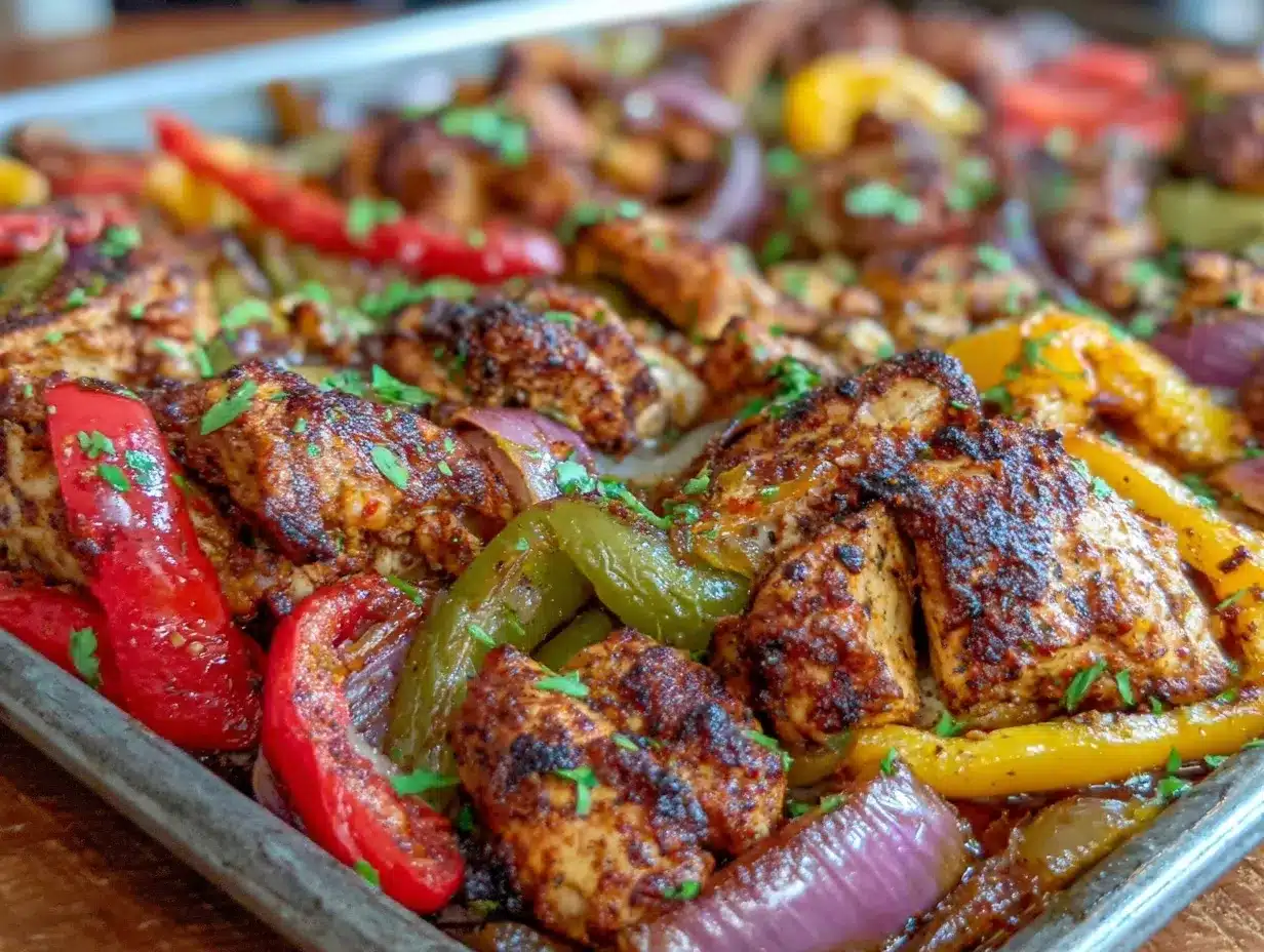 crispy sheet pan chicken fajitas preparation steps