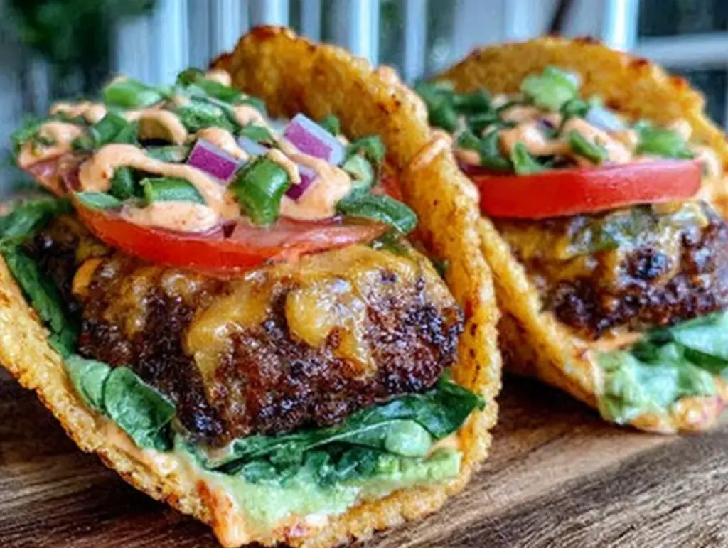 crispy smash burger tacos - featured image