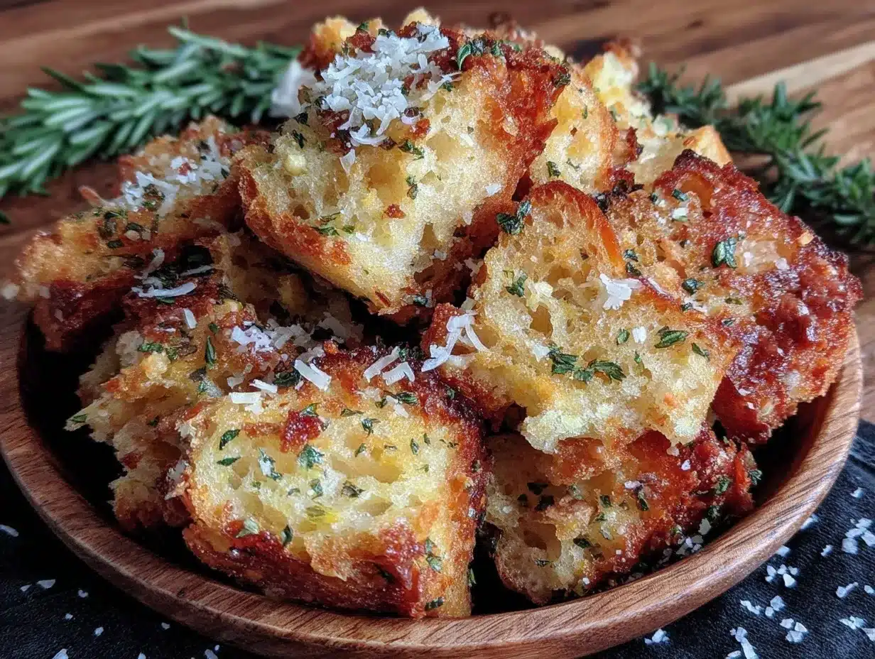 crispy stale bread croutons preparation steps