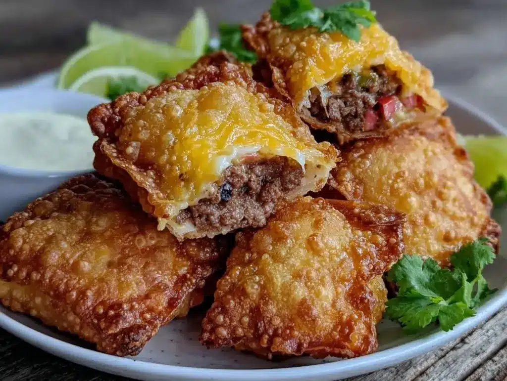 crispy taco egg rolls - featured image