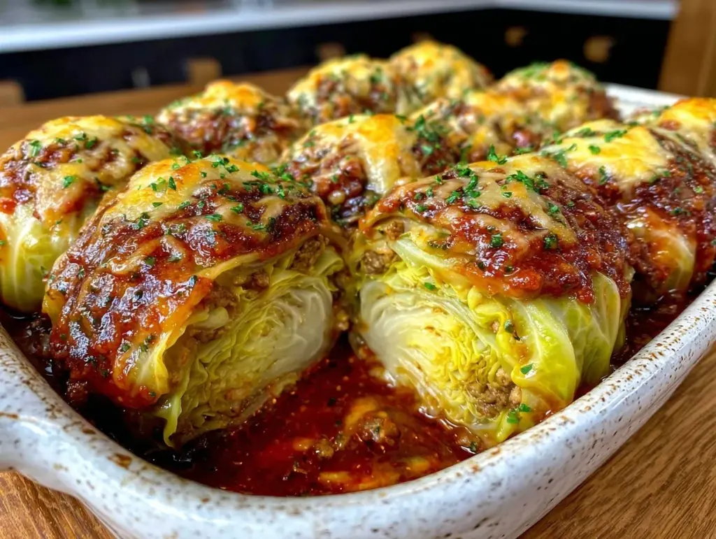 easy cheesy cabbage roll casserole - featured image