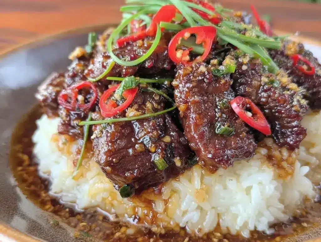 easy crispy mongolian beef recipe - featured image