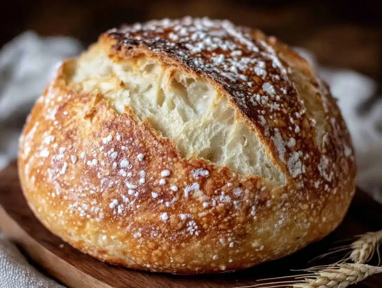 easy crispy no-knead artisan bread preparation steps