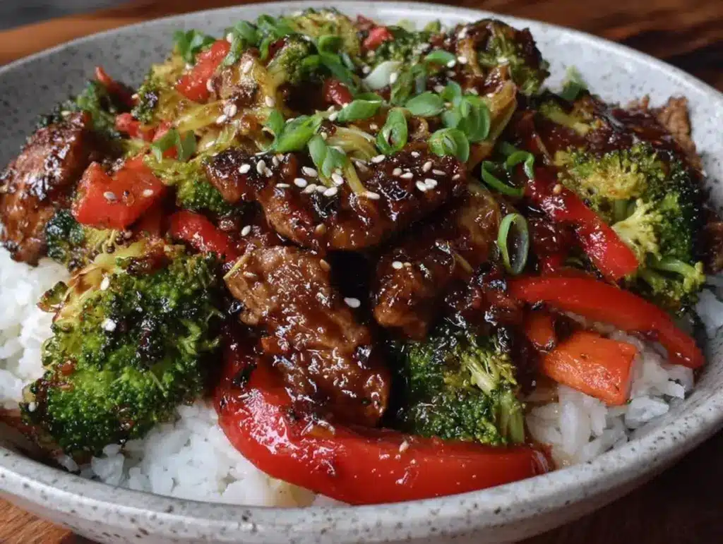 easy sticky teriyaki chicken stir fry - featured image