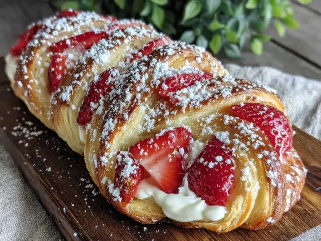 flaky strawberry cream cheese danish braid - featured image