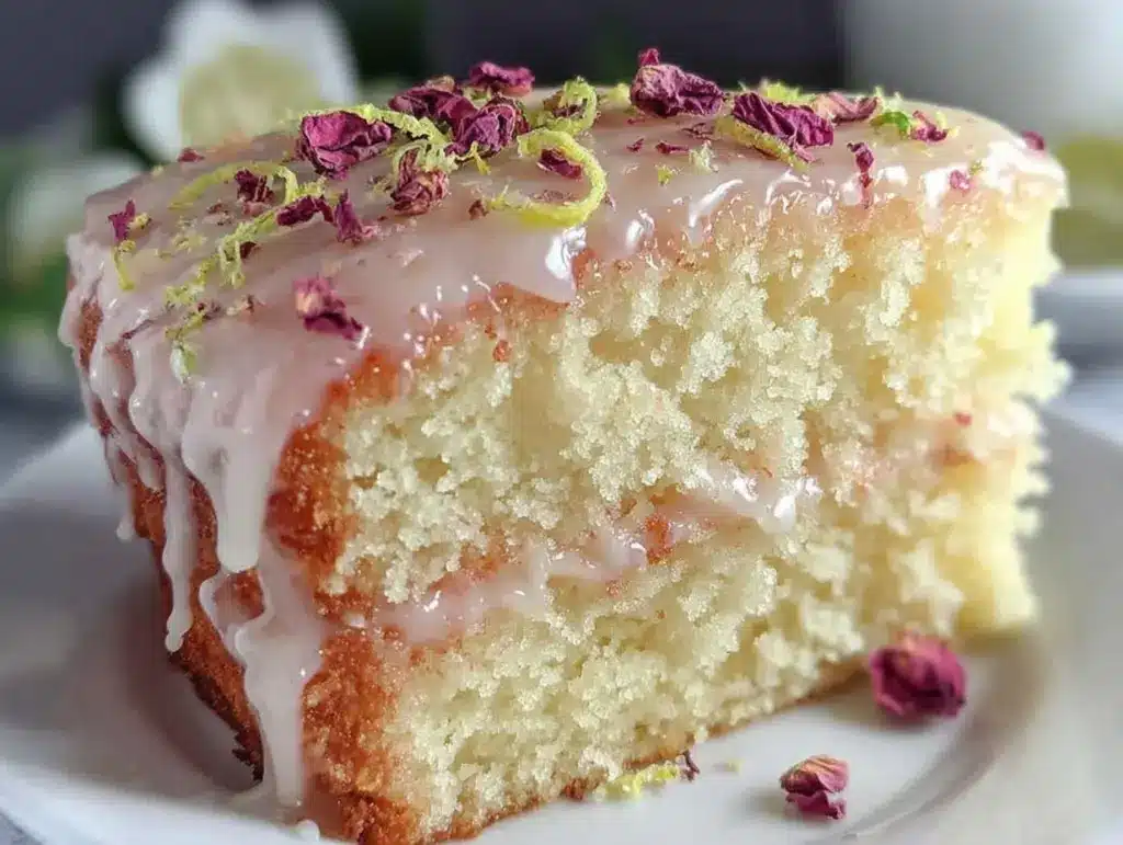 fluffy rose lemonade cake - featured image