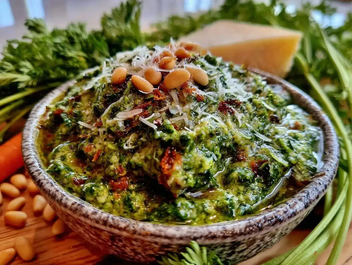 fresh carrot top pesto recipe preparation steps