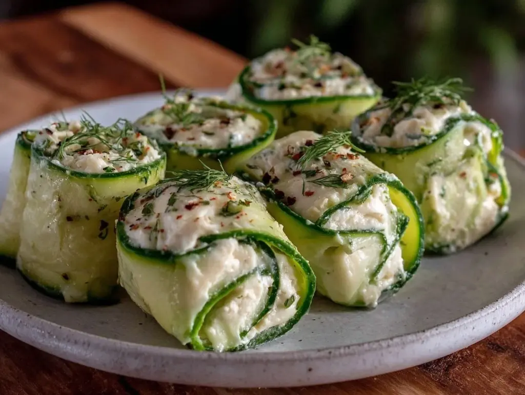 fresh cucumber cream cheese rolls - featured image