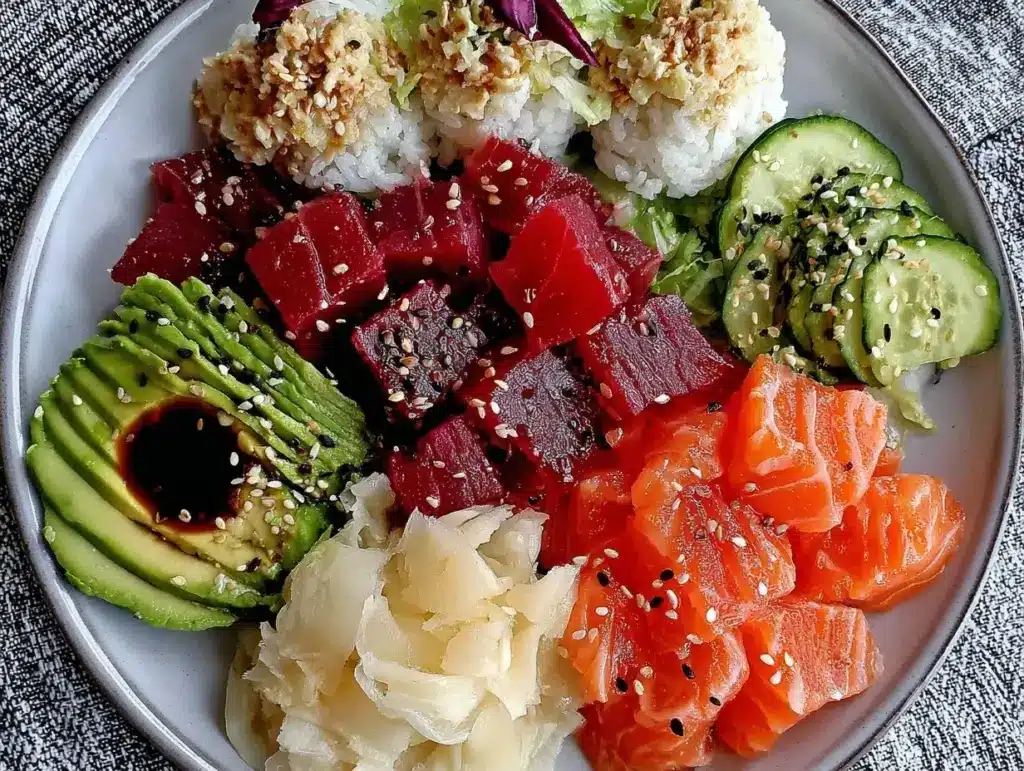 fresh deconstructed sushi bowl - featured image