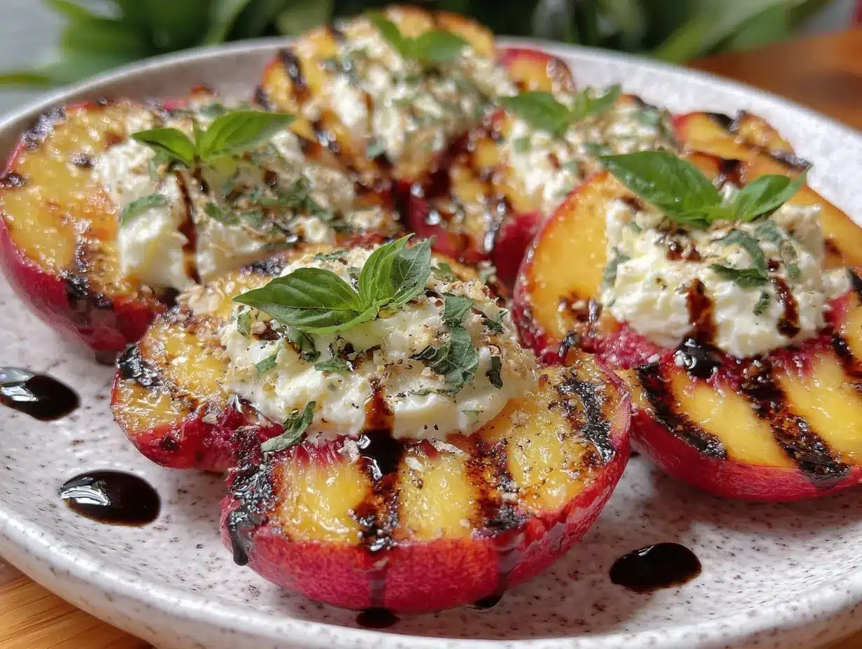 Fresh Grilled Peach and Burrata Caprese Salad preparation steps