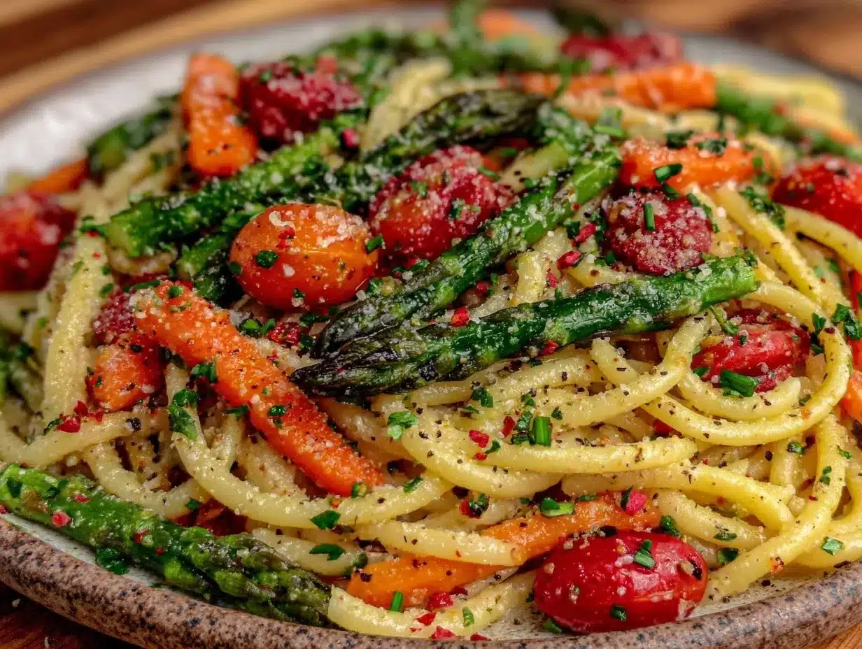 fresh herb pasta primavera preparation steps